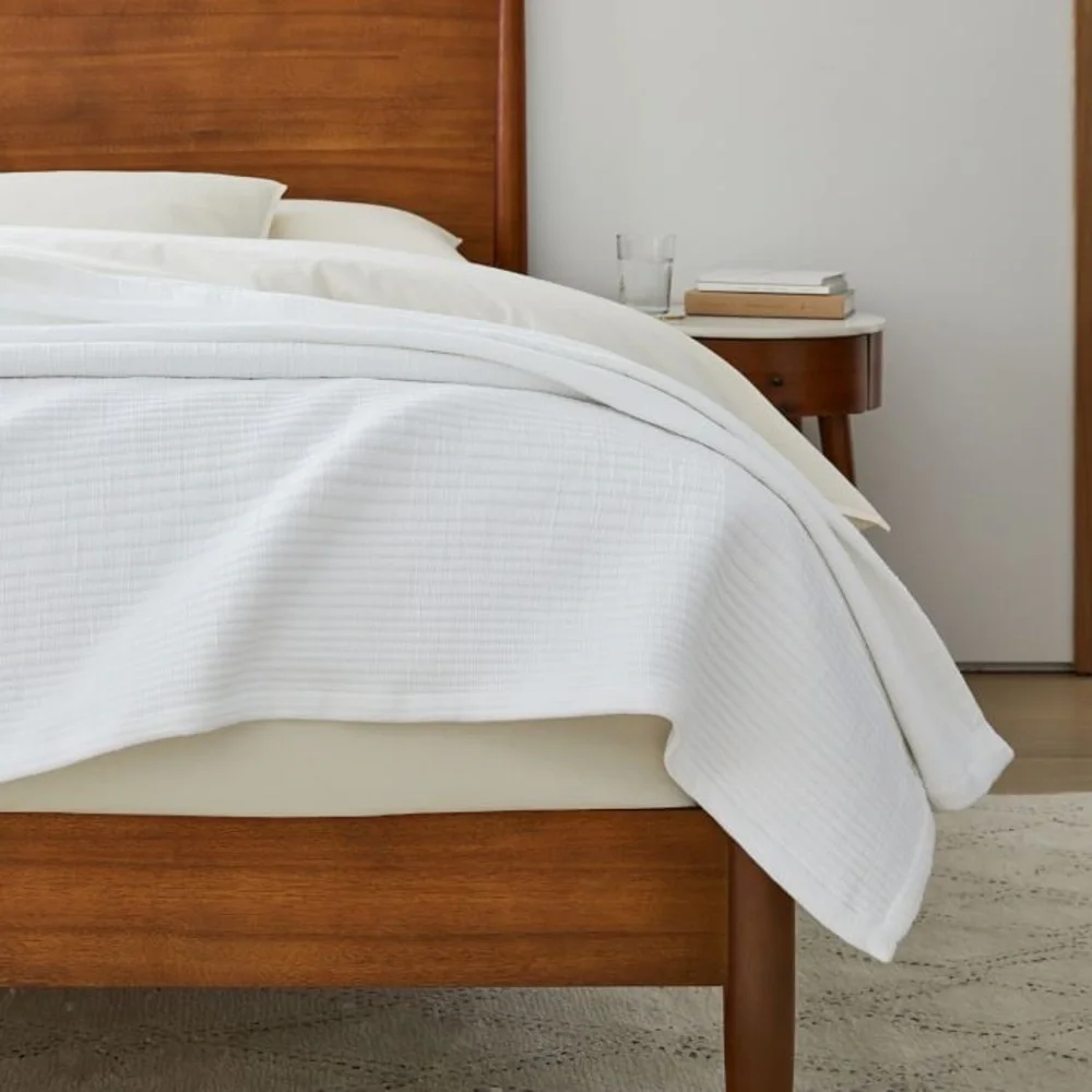West Elm Ribbed Blanket - Pearl Gray - Full/Queen